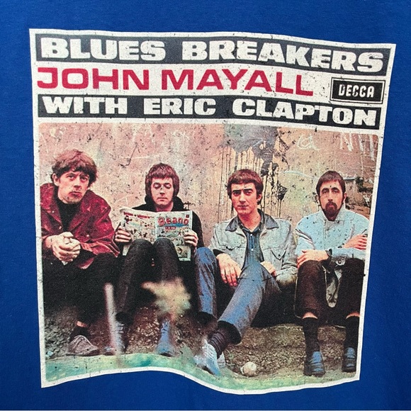 ERIC CLAPTON BLUES BREAKERS JOHN MAYALL RETRO BOOTLEG ROCK MUSIC MERCH TEE LARGE - Picture 3 of 4